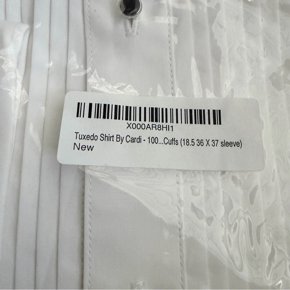 NWT Cristoforo Cardi Formal White Pleated Dress Shirt, 18.5 (36/37) - Picture 3 of 6